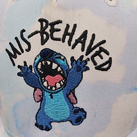Disney Stitch Mis-behaved embroidered tie dyed baseball hat with adjustable band - Picture 10 of 12